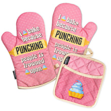 Load image into Gallery viewer, I Bake Because Oven Mitts And Potholder Set
