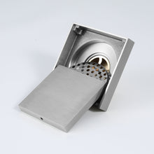 Carregar imagem no visualizador da galeria, Brushed Nickel brass floor drain 4x4inch