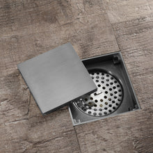 Carregar imagem no visualizador da galeria, Brushed Nickel brass floor drain 4x4inch