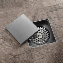 Carregar imagem no visualizador da galeria, Brushed Nickel brass floor drain 4x4inch