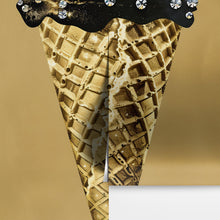 Load image into Gallery viewer, Glamour Room Decor. Gold Ice Cream Cone and Diamonds Wallpaper Mural. #6826