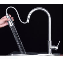Carregar imagem no visualizador da galeria, Brushed Nickel Pull Out Spray Pull out  Kitchen Sink Tap Single Lever Mixer Faucet