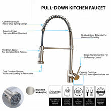 Carregar imagem no visualizador da galeria, Brushed Nickel Pull Out Spray Spring Kitchen Sink Tap Single Lever Mixer Faucet