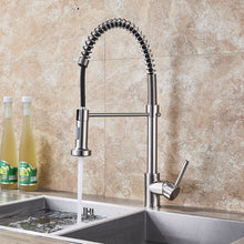 Carregar imagem no visualizador da galeria, Brushed Nickel Pull Out Spray Spring Kitchen Sink Tap Single Lever Mixer Faucet