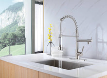 Carregar imagem no visualizador da galeria, Brushed nickel High Arc brass Kitchen Sink Faucet Pull Down metal Spray with deck plate and lock ring
