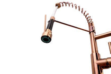 Cargar imagen en el visor de la galería, Rose Gold High Arc brass Kitchen Sink Faucet Pull Down Spray with lock ring and deck plate