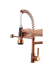 Cargar imagen en el visor de la galería, Rose Gold High Arc brass Kitchen Sink Faucet Pull Down Spray with lock ring and deck plate