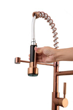Cargar imagen en el visor de la galería, Rose Gold High Arc brass Kitchen Sink Faucet Pull Down Spray with lock ring and deck plate