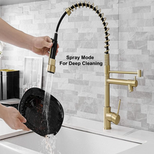 Cargar imagen en el visor de la galería, VIDEC KW-21CG Smart Kitchen Faucet, 3 Modes Pull Down Sprayer, Smart LED for Water Temperature Control, Ceramic Valve, 360-Degree Rotation, 1 or 3 Hole Deck Plate. ( Champagne Gold).