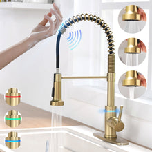 Cargar imagen en el visor de la galería, VIDEC KW-66J Smart Touch On Kitchen Faucet, 3 Modes Pull Down Sprayer, Smart Touch Sensor Activated, LED Temperature Control, Auto ON/Off, Ceramic Valve, 360-Degree Rotation, 1 or 3 Hole Deck Plate.