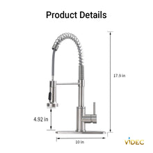 Cargar imagen en el visor de la galería, VIDEC KW-66SN Smart Touch On Kitchen Faucet, 3 Modes Pull Down Sprayer, Smart Touch Sensor Activated, LED Temperature Control, Auto ON/Off, Ceramic Valve, 360-Degree Rotation, 1 or 3 Hole Deck Plate.