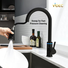Cargar imagen en el visor de la galería, VIDEC KW-70R Smart Touch On Kitchen Faucet, 3 Modes Pull Down Sprayer, Smart Touch Sensor Activated, LED Temperature Control, Hands-Free Auto ON/OFF, Ceramic Valve, 360-Degree Rotation, 1 or 3 hole deck Plate.