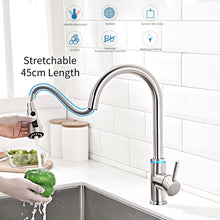 Cargar imagen en el visor de la galería, VIDEC KW-68SN Smart Kitchen Faucet, 3 Modes Pull Down Sprayer, Smart LED For Water Temperature Control, Ceramic Valve, 360-Degree Rotation, 1 or 3 Hole Deck Plate.
