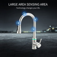 Cargar imagen en el visor de la galería, VIDEC KW-70SN Smart Touch On Kitchen Faucet, 3 Modes Pull Down Sprayer, Smart Touch Sensor Activated, LED Temperature Control, Auto ON/Off, Ceramic Valve, 360-Degree Rotation, 1 or 3 Hole Deck Plate.