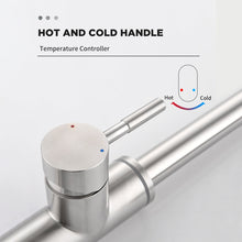 Cargar imagen en el visor de la galería, VIDEC KW-68SN Smart Kitchen Faucet, 3 Modes Pull Down Sprayer, Smart LED For Water Temperature Control, Ceramic Valve, 360-Degree Rotation, 1 or 3 Hole Deck Plate.