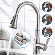 Cargar imagen en el visor de la galería, VIDEC KW-86SN Smart Kitchen Faucet, 3 Modes Pull Down Smart Sprayer, Ceramic Valve, 360-Degree Rotation, 1 or 3 Hole Deck Plate.