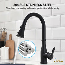 Cargar imagen en el visor de la galería, VIDEC KW-88R Smart Touch On Kitchen Faucet, 3 Modes Pull Down Sprayer, Smart Touch Sensor Activated, Auto ON/Off, Ceramic Valve, 360-Degree Rotation, 1 or 3 Hole Deck Plate.