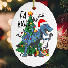 Carregar imagem no visualizador da galeria, Karaoke Dinosaur T-Rex Funny Christmas Ornament