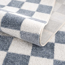 Carregar imagem no visualizador da galeria, Brone Blue Checkered Washable Rug