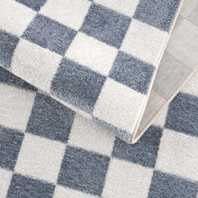 Carregar imagem no visualizador da galeria, Brone Blue Checkered Washable Rug