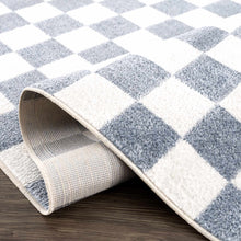 Carregar imagem no visualizador da galeria, Brone Blue Checkered Washable Rug