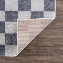 Carregar imagem no visualizador da galeria, Alie Blue Gray Checkered Washable Rug