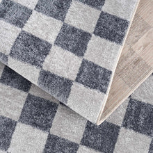 Carregar imagem no visualizador da galeria, Alie Blue Gray Checkered Washable Rug