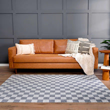 Carregar imagem no visualizador da galeria, Alie Blue Gray Checkered Washable Rug