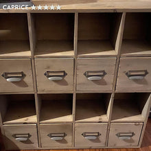 Carregar imagem no visualizador da galeria, Vintage Inspired Library Card Cubby Cabinet with Drawers