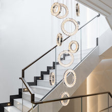 Load image into Gallery viewer, 10 Lights - Hanging LED crystal lamp for staircase, lobby, living space, stairwell