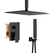Cargar imagen en el visor de la galería, 12 Inch or 16 Inch Ceiling Mount Oil Rubbed Bronze Shower System - Options for LED or Non-LED Light
