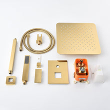 Cargar imagen en el visor de la galería, 12 Inch or 20 inch Ceiling mounted Polished Gold Shower System Rough-in Valve Body and Trim
