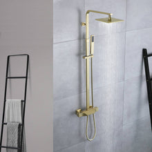 Load image into Gallery viewer, Luxurious Brushed Gold Or Matte black Wall-Mounted Thermostatic Rain Exposed Shower Set with Tub Spout