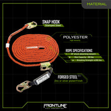 Load image into Gallery viewer, Frontline VLPR3L Premium Vertical Lifeline with Openable Rope Grab and Shock Pack 100'