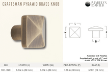 Load image into Gallery viewer, Craftsman Pyramid Solid Brass Cabinet Knob