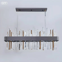 Carregar imagem no visualizador da galeria, Gold And Black Rectangle Crystal Kitchen Chandelier