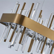 Carregar imagem no visualizador da galeria, Gold And Black Rectangle Crystal Kitchen Chandelier