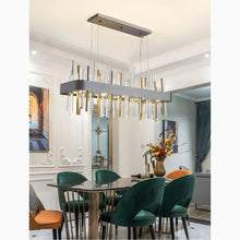Carregar imagem no visualizador da galeria, Gold And Black Rectangle Crystal Kitchen Chandelier