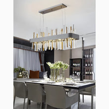 Carregar imagem no visualizador da galeria, Gold And Black Rectangle Crystal Kitchen Chandelier