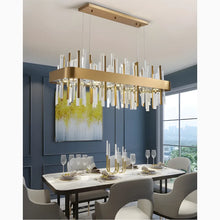 Carregar imagem no visualizador da galeria, Gold And Black Rectangle Crystal Kitchen Chandelier