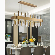 Carregar imagem no visualizador da galeria, Gold And Black Rectangle Crystal Kitchen Chandelier