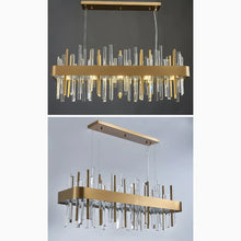 Carregar imagem no visualizador da galeria, Gold And Black Rectangle Crystal Kitchen Chandelier