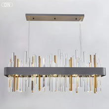 Carregar imagem no visualizador da galeria, Gold And Black Rectangle Crystal Kitchen Chandelier