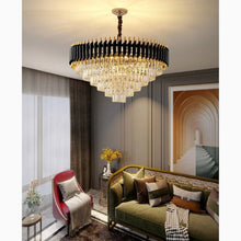 Carregar imagem no visualizador da galeria, Alfonsine | Luxury Black Crystal Led Hanging Chandelier For Living Room