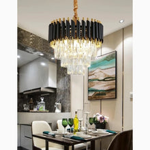 Carregar imagem no visualizador da galeria, Alfonsine | Luxury Black Crystal Led Hanging Chandelier For Living Room