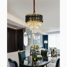 Carregar imagem no visualizador da galeria, Alfonsine | Luxury Black Crystal Led Hanging Chandelier For Living Room