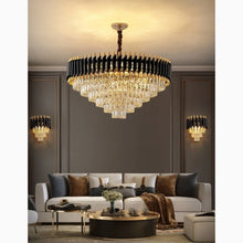 Carregar imagem no visualizador da galeria, Alfonsine | Luxury Black Crystal Led Hanging Chandelier For Living Room
