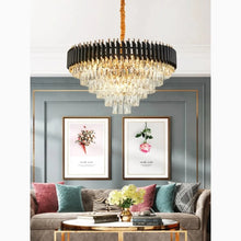 Carregar imagem no visualizador da galeria, Alfonsine | Luxury Black Crystal Led Hanging Chandelier For Living Room