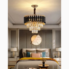 Carregar imagem no visualizador da galeria, Alfonsine | Luxury Black Crystal Led Hanging Chandelier For Living Room