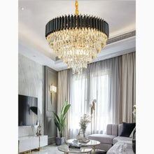 Carregar imagem no visualizador da galeria, Alfonsine | Luxury Black Crystal Led Hanging Chandelier For Living Room